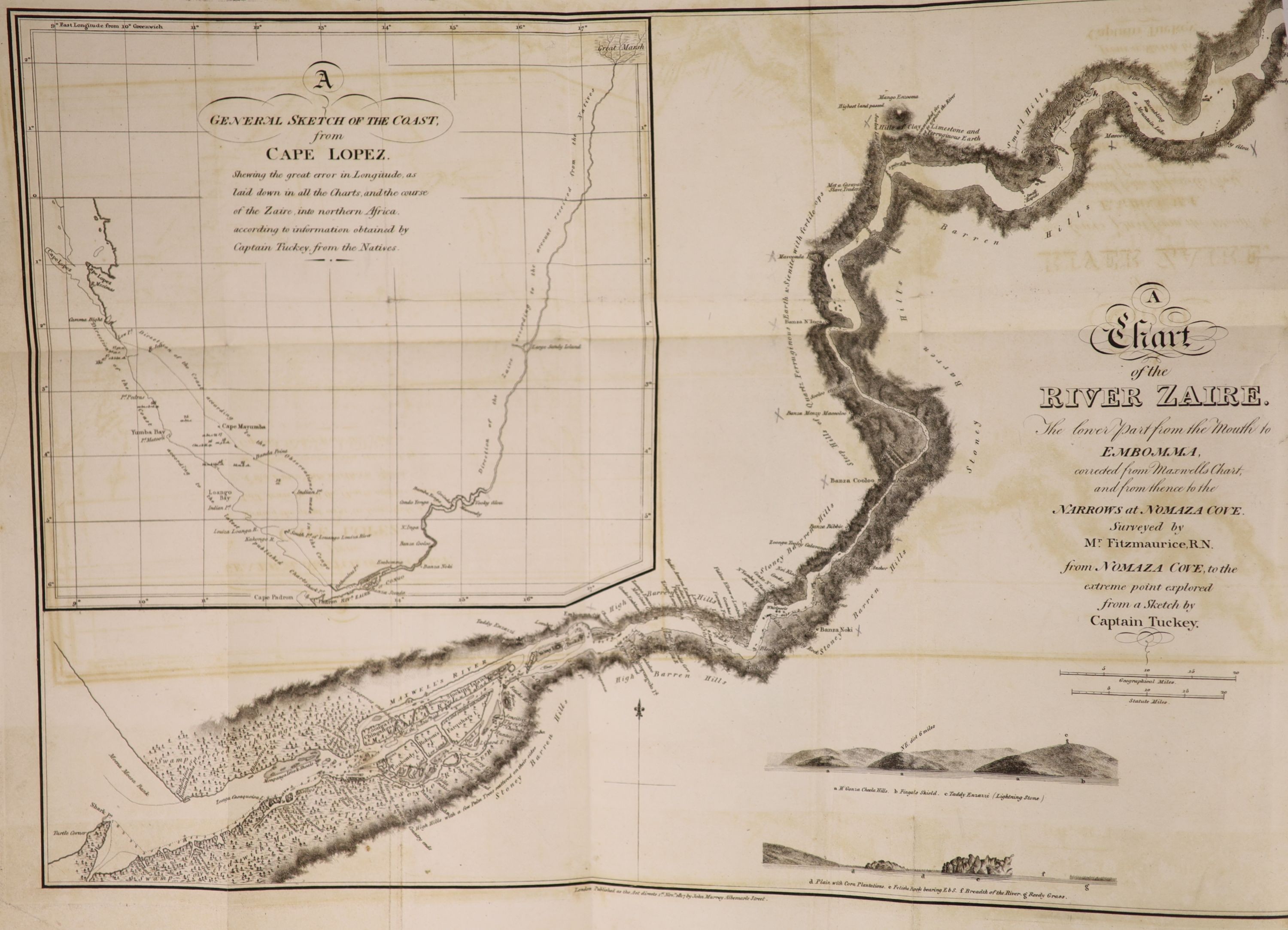 Tuckey, Capt.J.K. - Narrative of an Expedition to Explore the River Zaire, usually called the Congo, in South Africa, in 1816 ... folded map, 13 engraved plates and text illus.